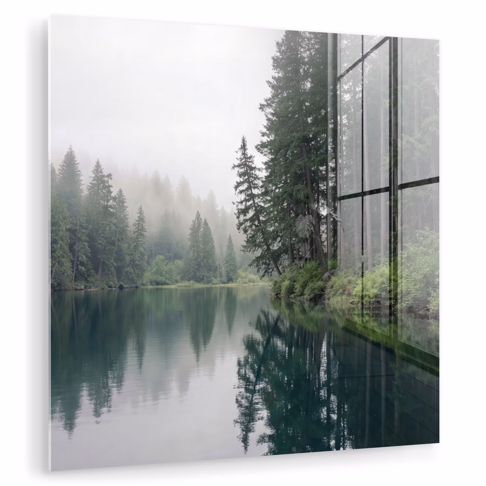 Glasbild - Berge - See - Wald — 1
