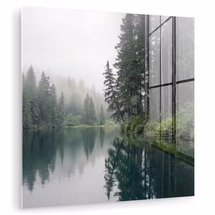 Glasbild - Berge - See - Wald — 1