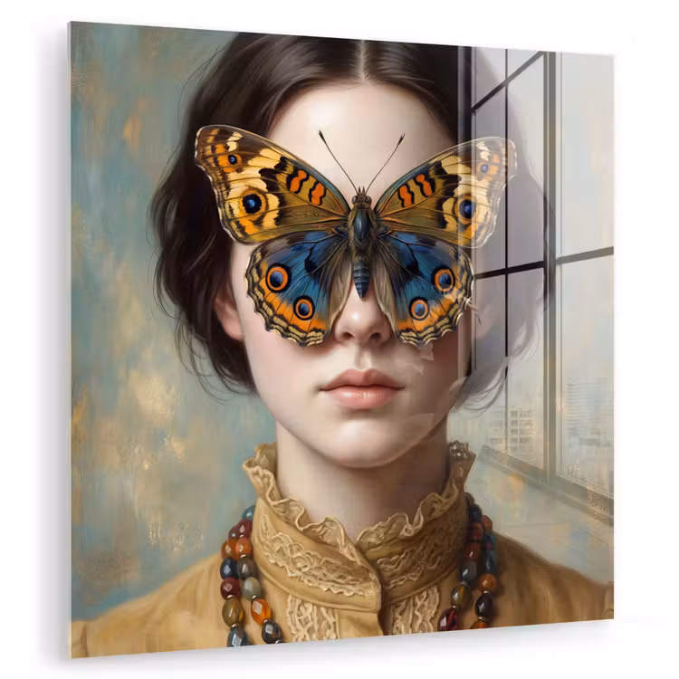 Glasbild - Porträt - Schmetterling - Farbenfroh — 1