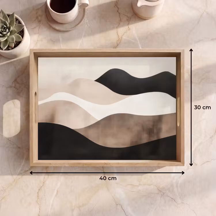 Tablett - Abstrakt - Landschaft - Wellen - Cremefarben — 9