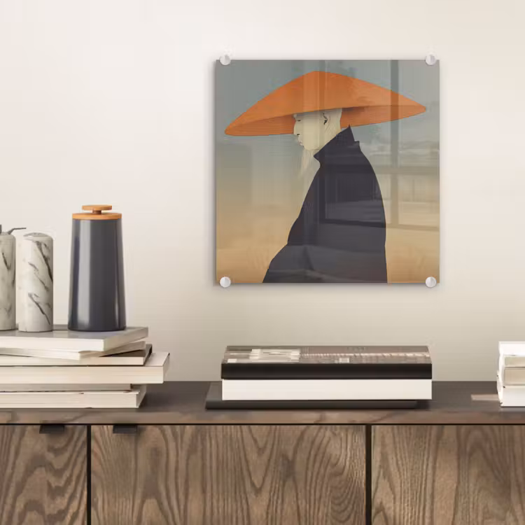 Glasbild - Minimalistisch - Scherenschnitt - Orange — 2