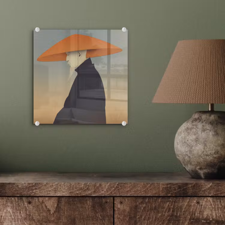 Glasbild - Minimalistisch - Scherenschnitt - Orange — 4
