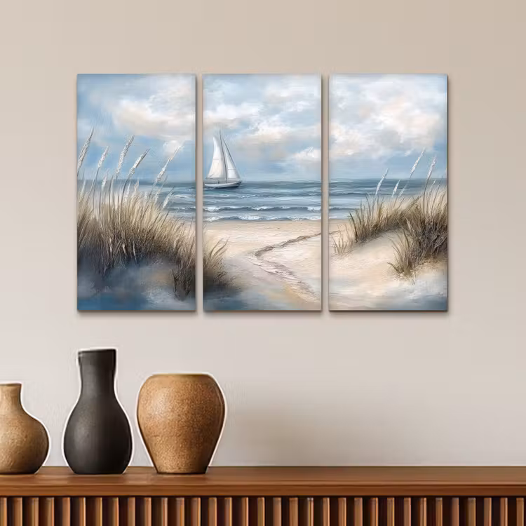 Leinwandbild - 3-teilig - Strand - Farbe - Natur - Boot — 2
