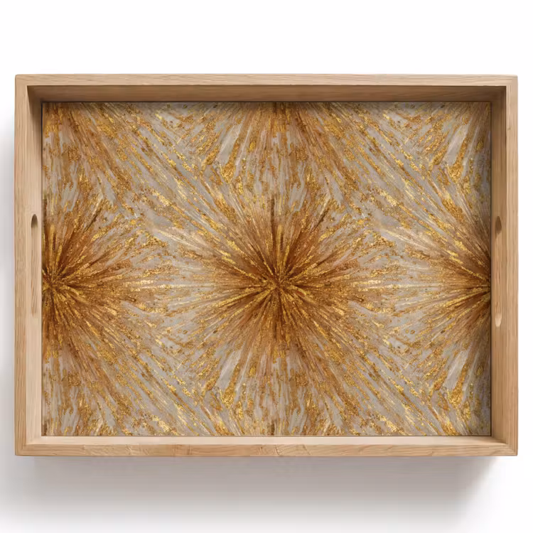 Tablett - Explosion – Abstrakt – Gold – Weiß — 1