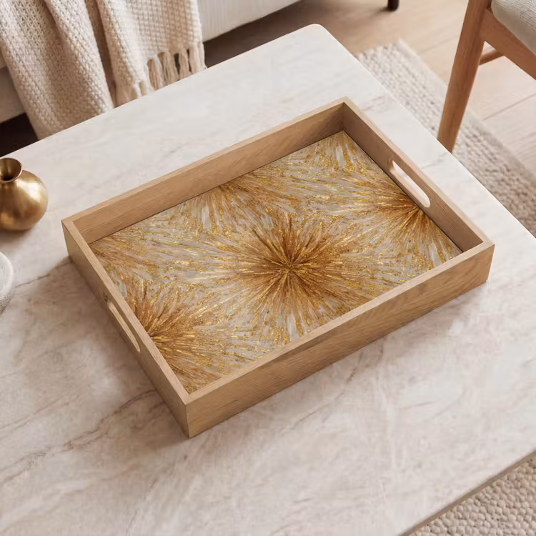 Tablett - Explosion – Abstrakt – Gold – Weiß — 2