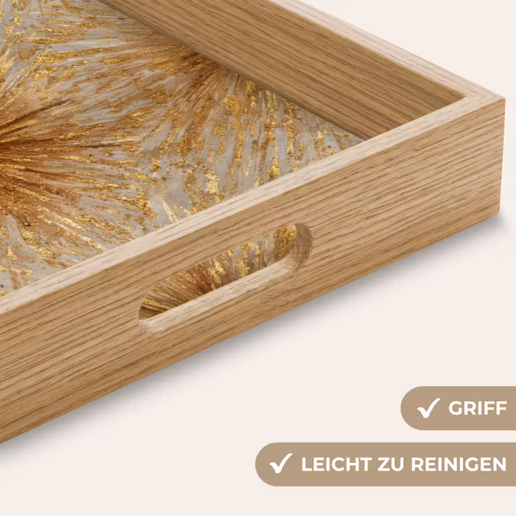Tablett - Explosion – Abstrakt – Gold – Weiß — 5