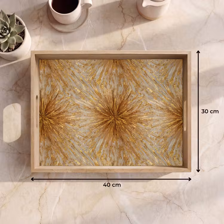 Tablett - Explosion – Abstrakt – Gold – Weiß — 9
