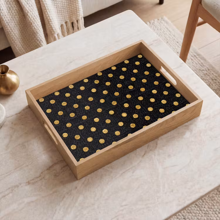 Tablett - Polka Dot – Punkte – Gold – Schwarz — 2