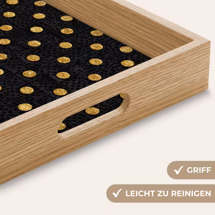 Tablett - Polka Dot – Punkte – Gold – Schwarz — 5