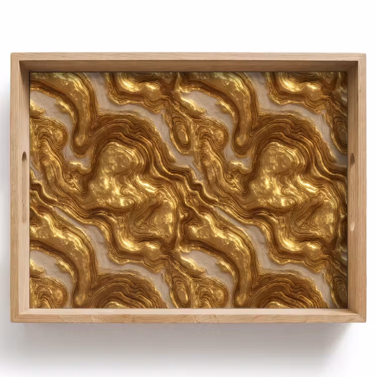 Tablett - Wellen – Organisch – Gold – Creme — 1