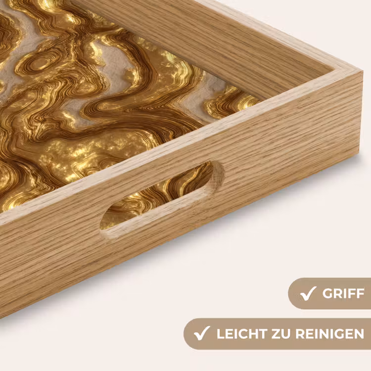 Tablett - Wellen – Organisch – Gold – Creme — 5