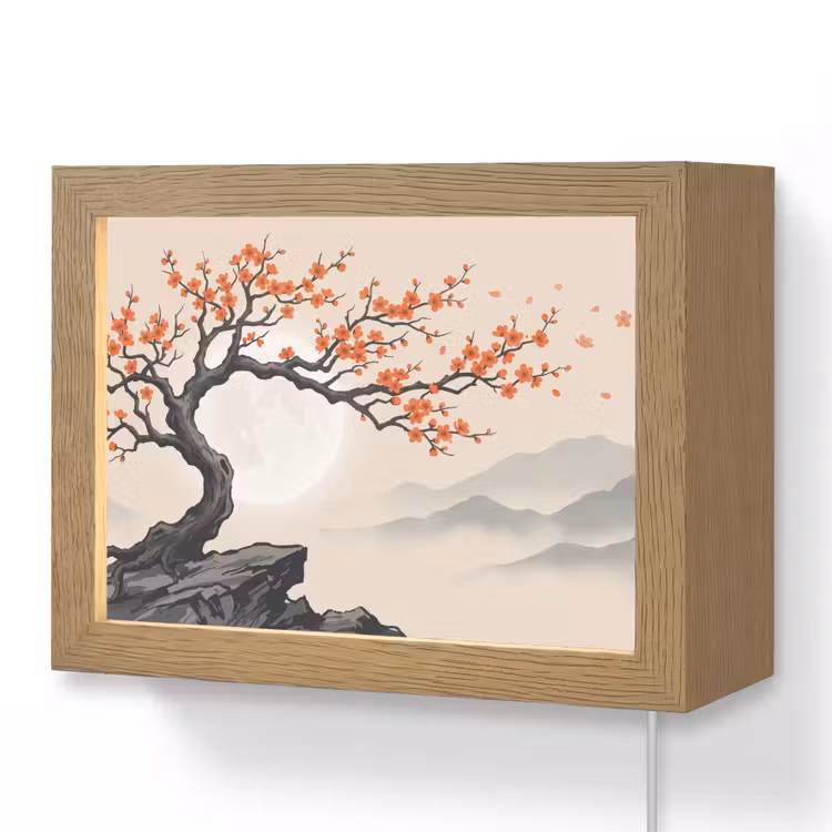 Lightbox - Wandleuchte - Asiatisch - Blüte - Rot — 1