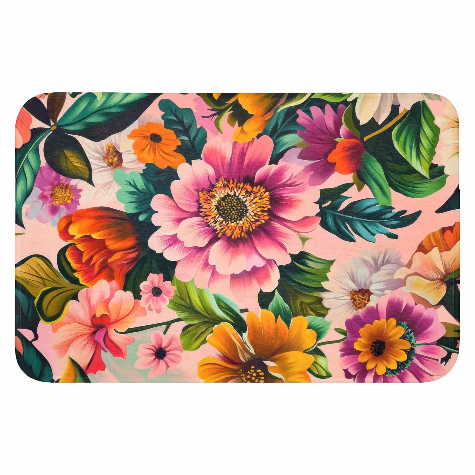 Badematte - Blumen - Bunt - Rosa — 1