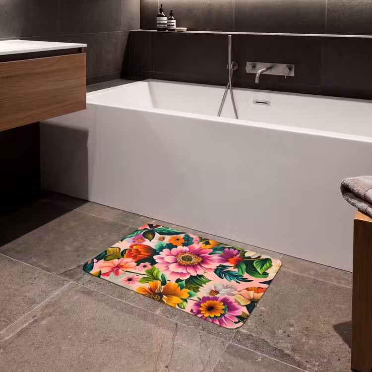 Badematte - Blumen - Bunt - Rosa — 4