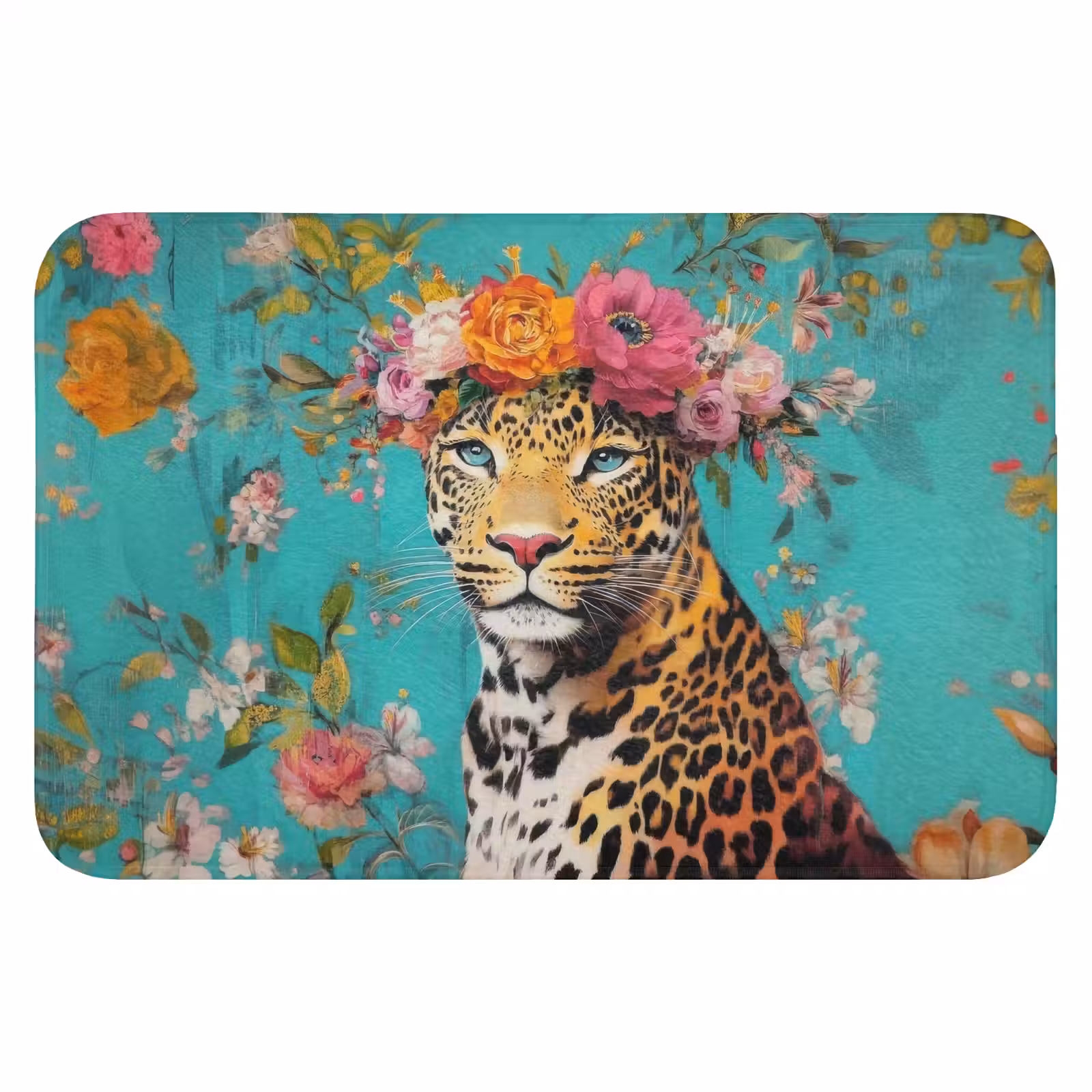Badematte - Leopard - Blumen - Krone — 1
