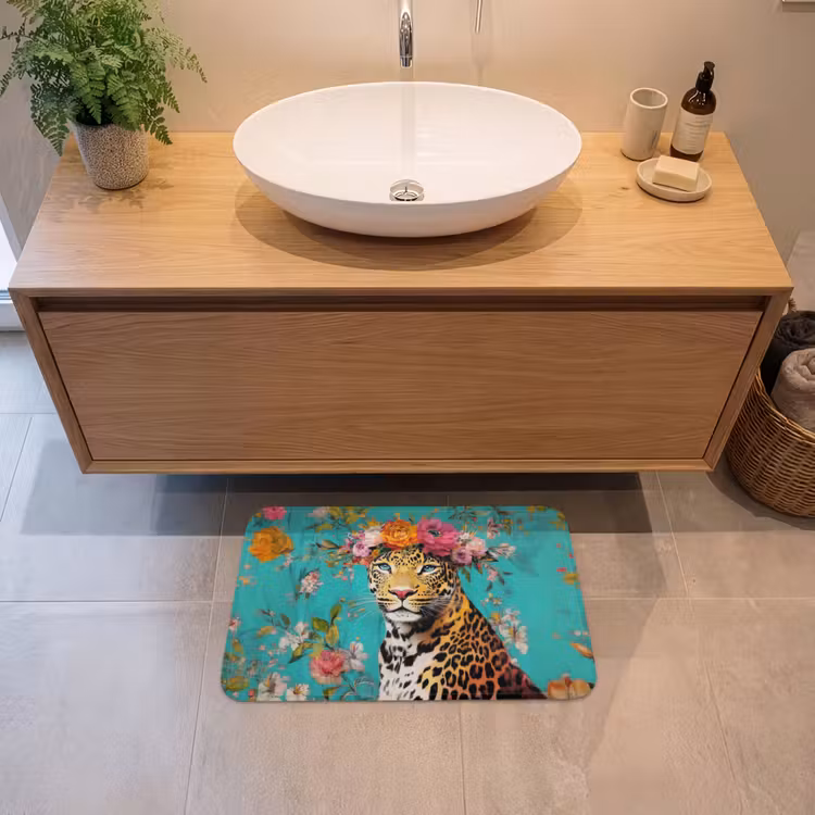 Badematte - Leopard - Blumen - Krone — 2