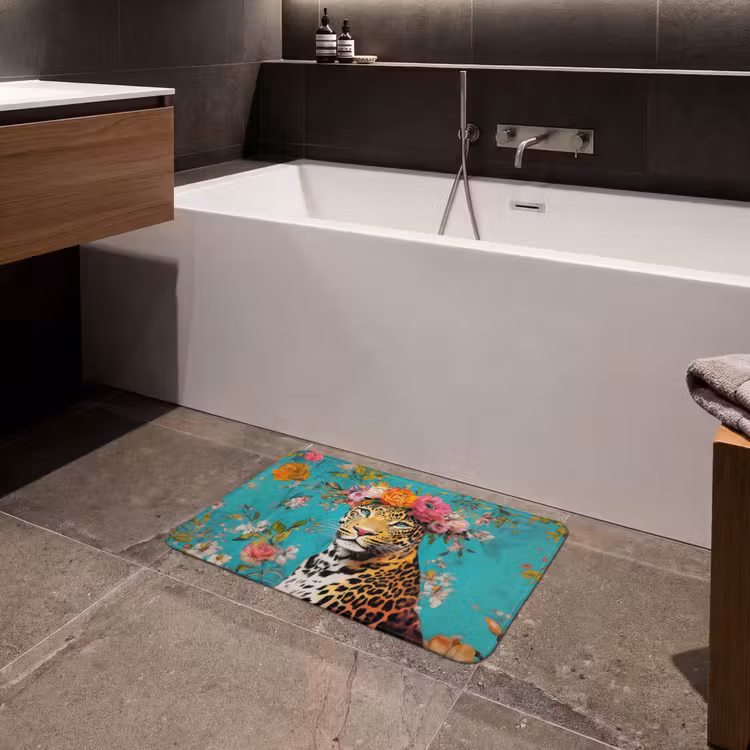 Badematte - Leopard - Blumen - Krone — 4