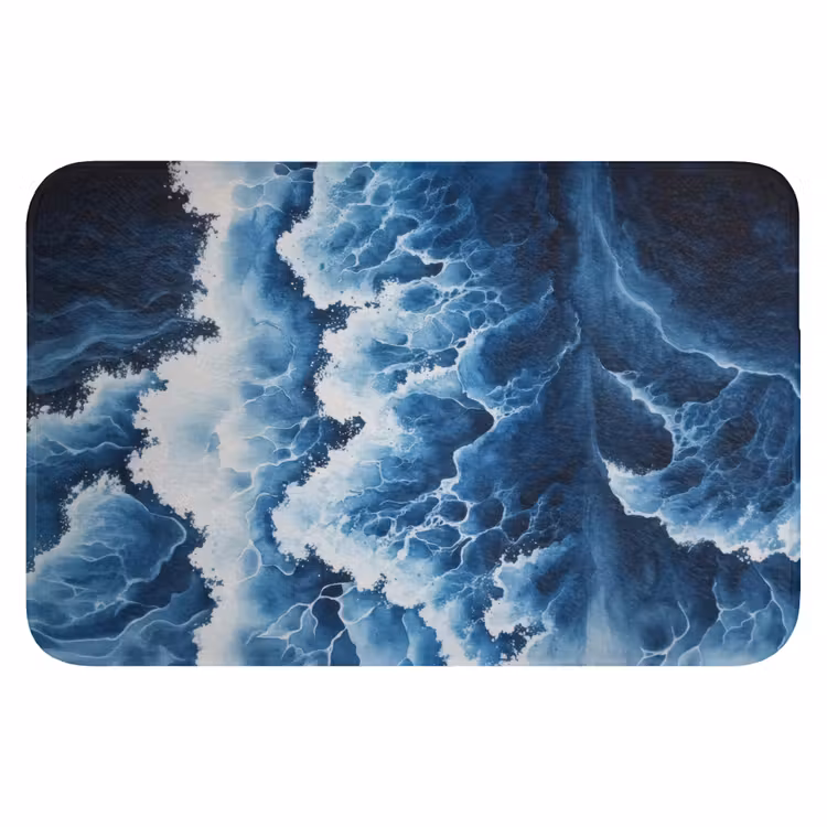 Badematte - Wellen - Blau - Schaumstoff — 1