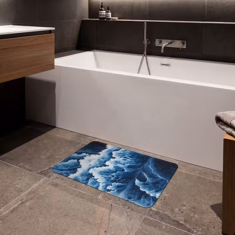 Badematte - Wellen - Blau - Schaumstoff — 4