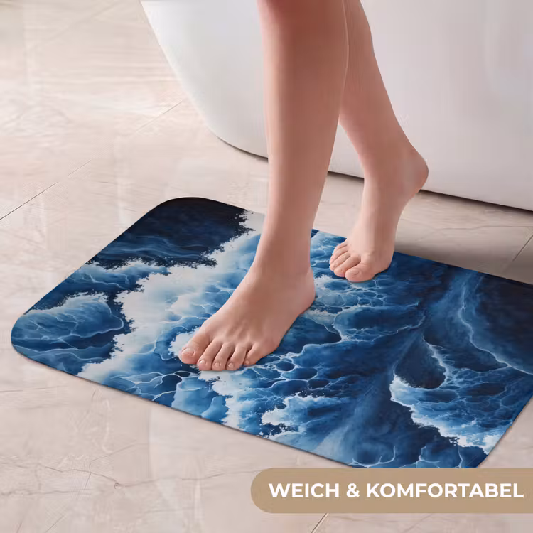 Badematte - Wellen - Blau - Schaumstoff — 5