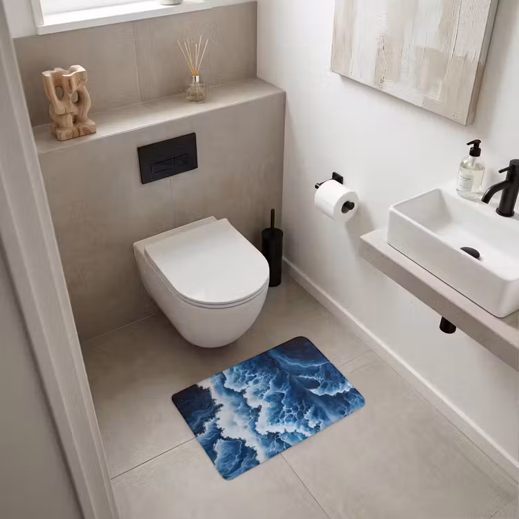 Badematte - Wellen - Blau - Schaumstoff — 6