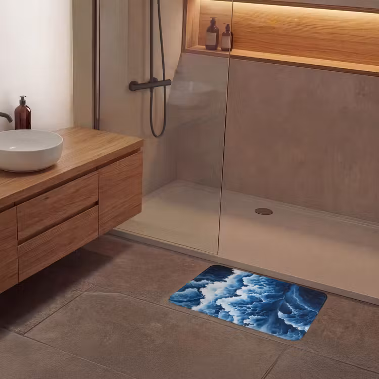Badematte - Wellen - Blau - Schaumstoff — 8