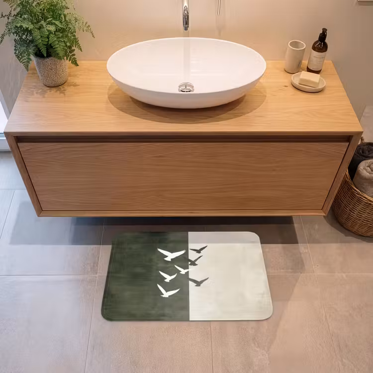 Badematte - Japandi - Vogel - Grün — 2