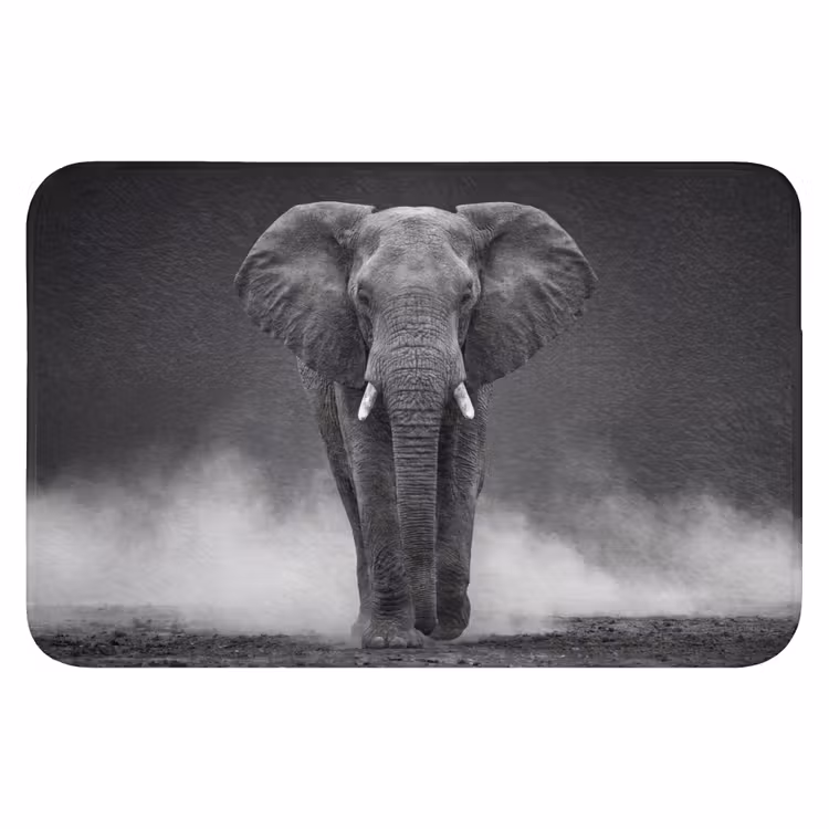 Badematte - Elefant - Schwarz - Weiß - Rauch — 1
