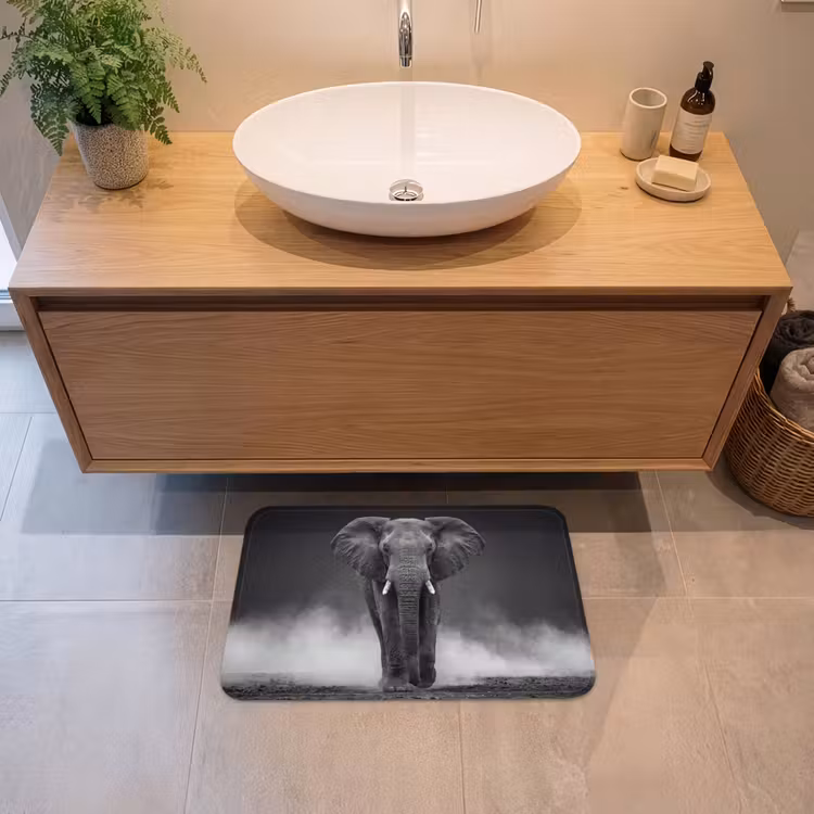 Badematte - Elefant - Schwarz - Weiß - Rauch — 2