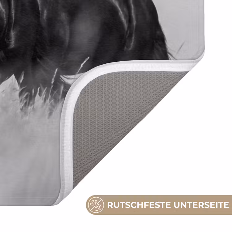 Badematte - Pferde - Gras - Schwarz - Weiß — 3