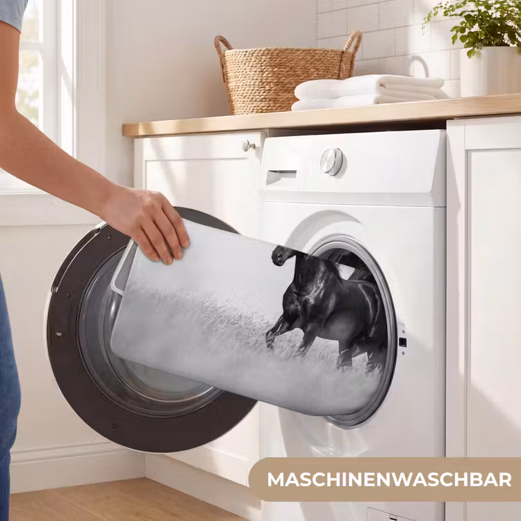 Badematte - Pferde - Gras - Schwarz - Weiß — 7