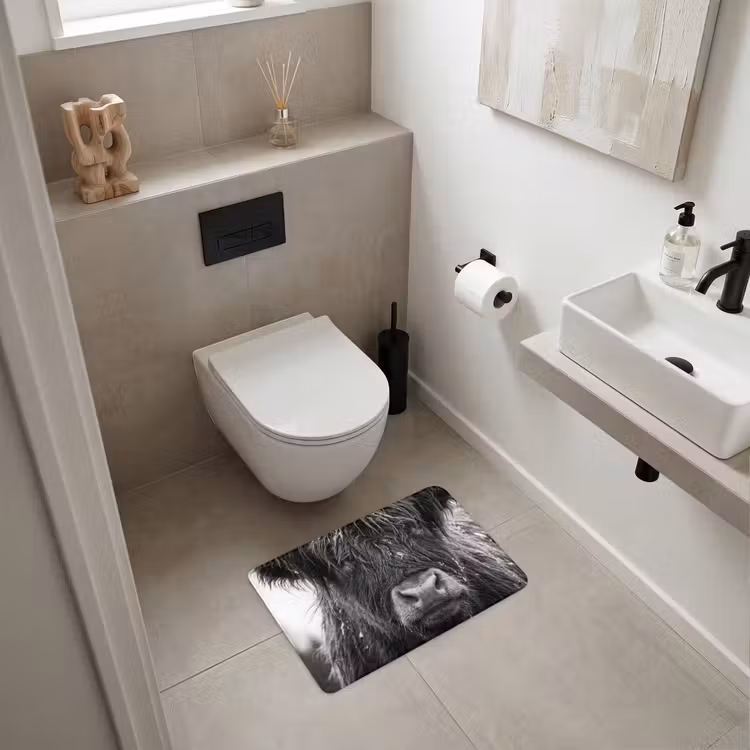 Badematte - Schottischer Highlander - Schwarz - Weiß - Schneeflocken — 6