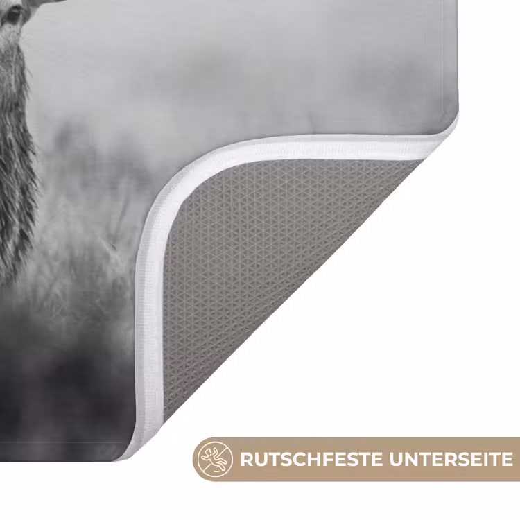 Badematte - Hirsch - Neblig - Schwarz - Weiß — 3