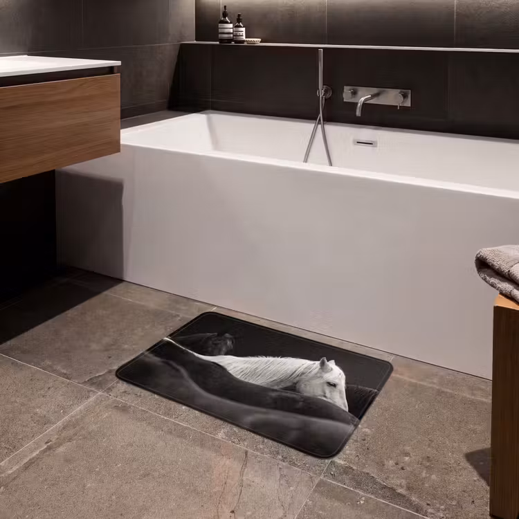 Badematte - Pferde - Schwarz - Weiß - Herde — 4