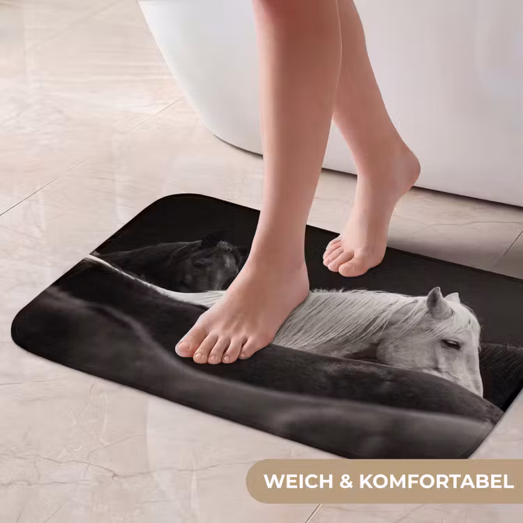 Badematte - Pferde - Schwarz - Weiß - Herde — 5