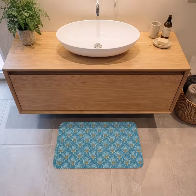 Badematte - Symmetrisch - Muster - Blau — 2