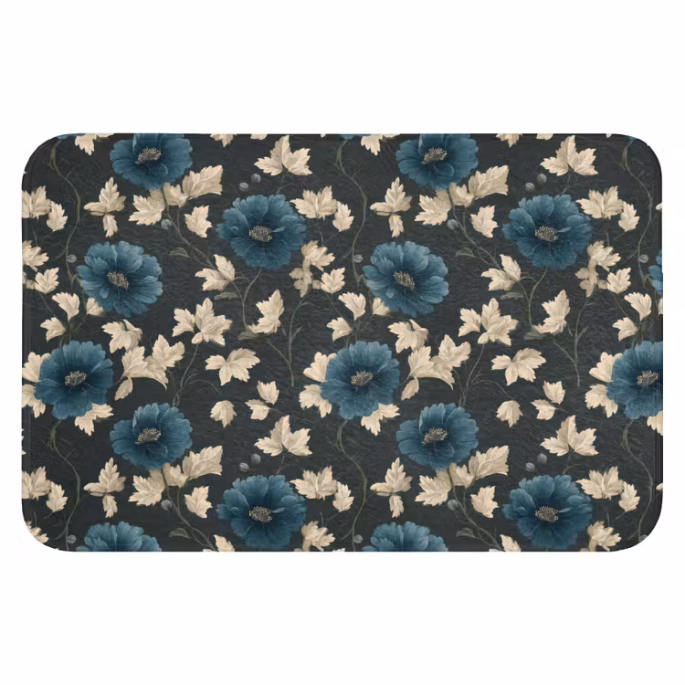 Badematte - Botanisch - Blumen - Blau — 1