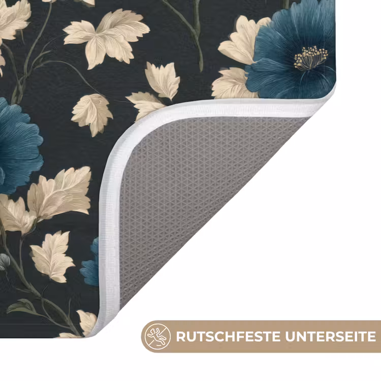 Badematte - Botanisch - Blumen - Blau — 3