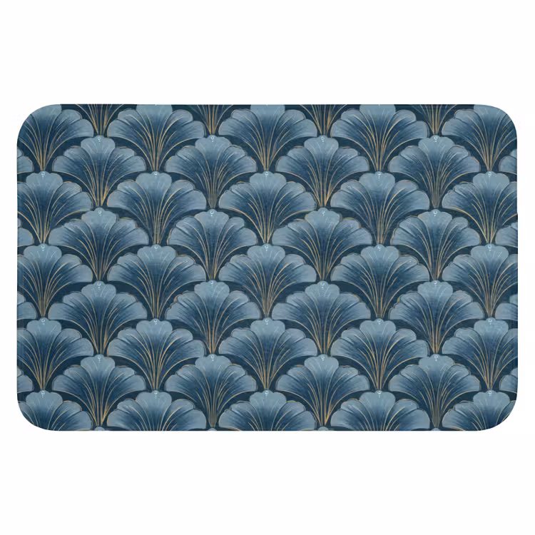 Badematte - Muster - Ginkgo-Blatt - Blau — 1