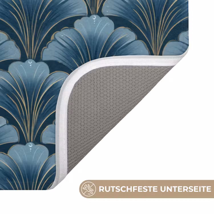Badematte - Muster - Ginkgo-Blatt - Blau — 3