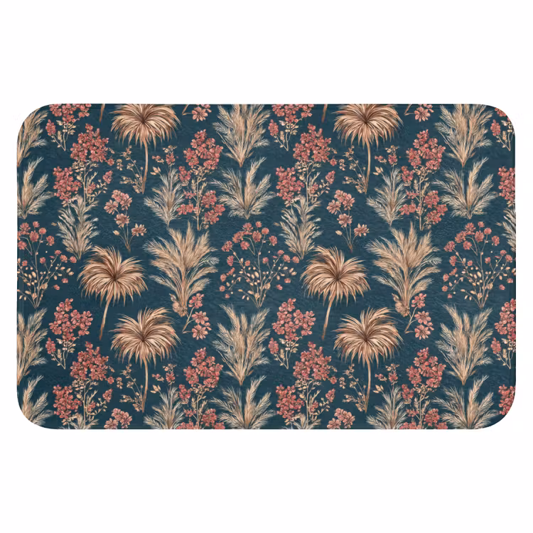 Badematte - Botanisch - Muster - Blau — 1