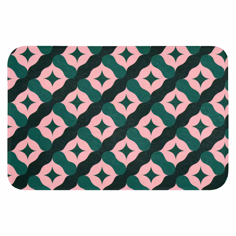 Badematte - Grün - Rosa - Retro - Sterne — 1