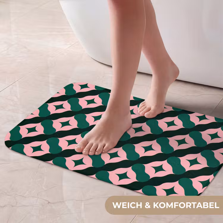 Badematte - Grün - Rosa - Retro - Sterne — 5