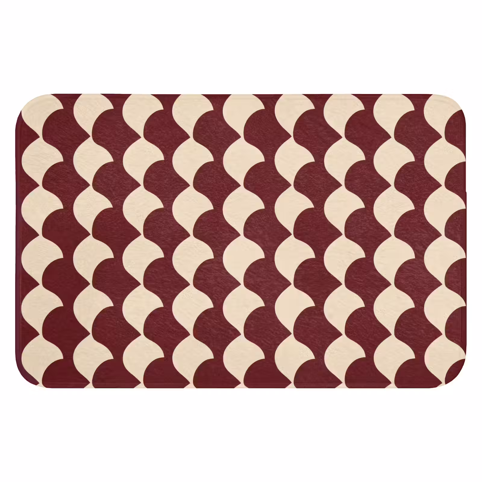 Badematte - Rot - Kachelmuster - Creme — 1