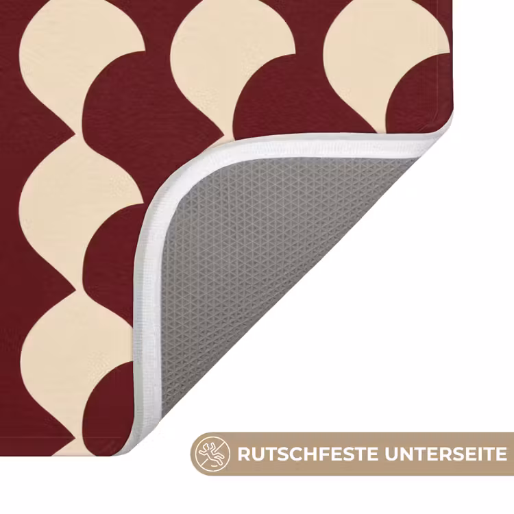 Badematte - Rot - Kachelmuster - Creme — 3