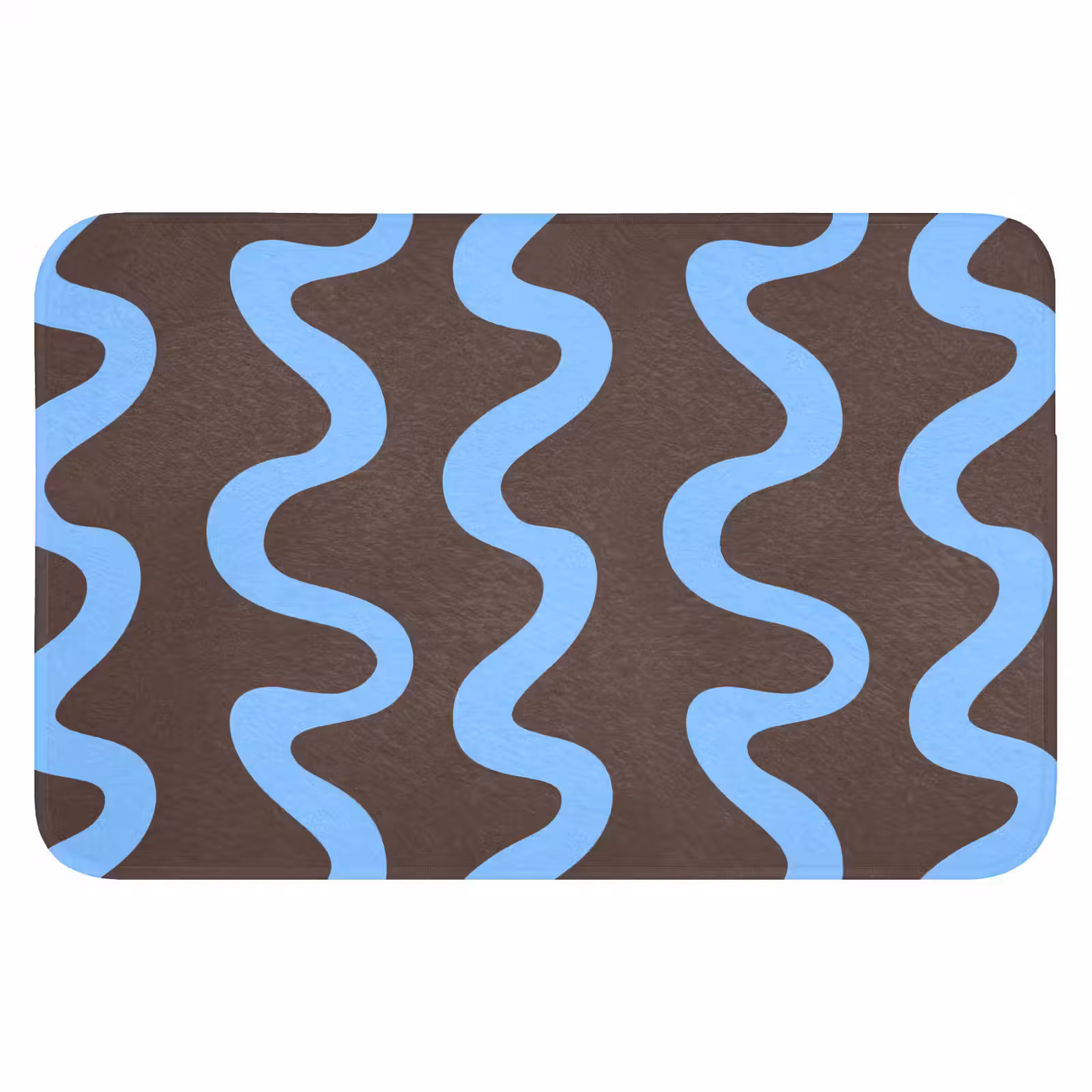 Badematte - Sich windende Linien - Blau - Braun - Minimalistisch — 1