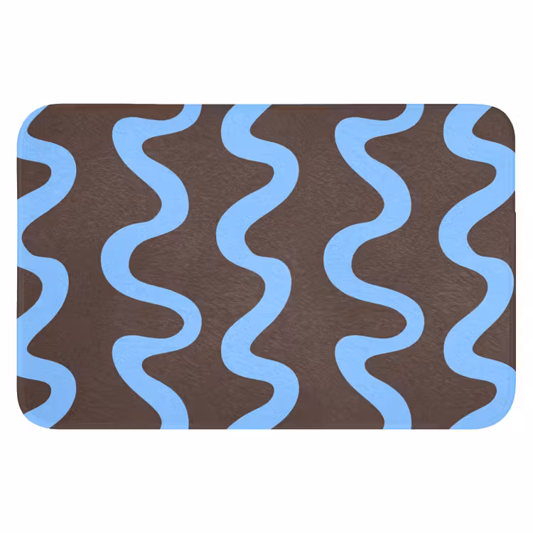 Badematte - Sich windende Linien - Blau - Braun - Minimalistisch — 1