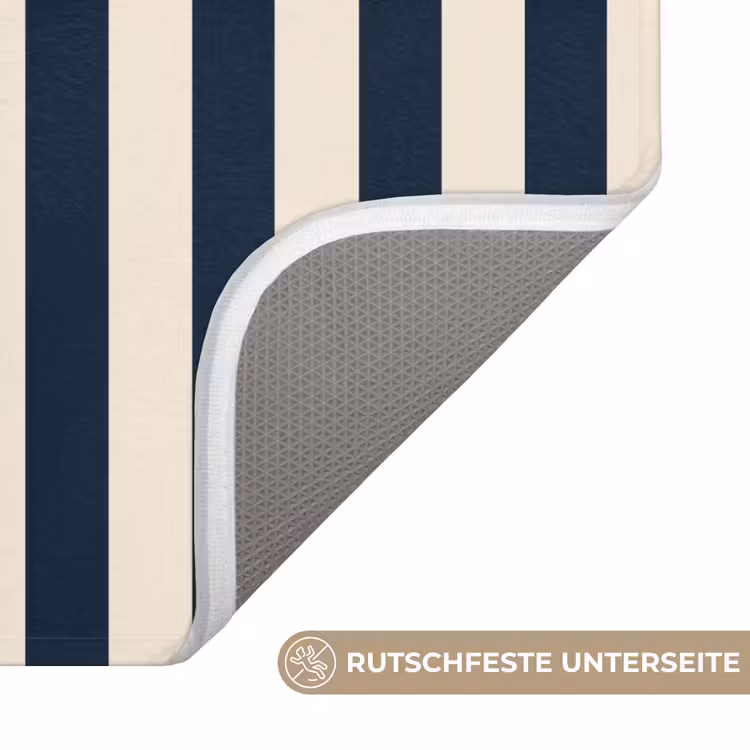 Badematte - Vertikale Streifen - Blau - Creme — 3
