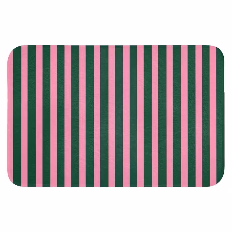 Badematte - Vertikale Streifen - Grün - Rosa — 1