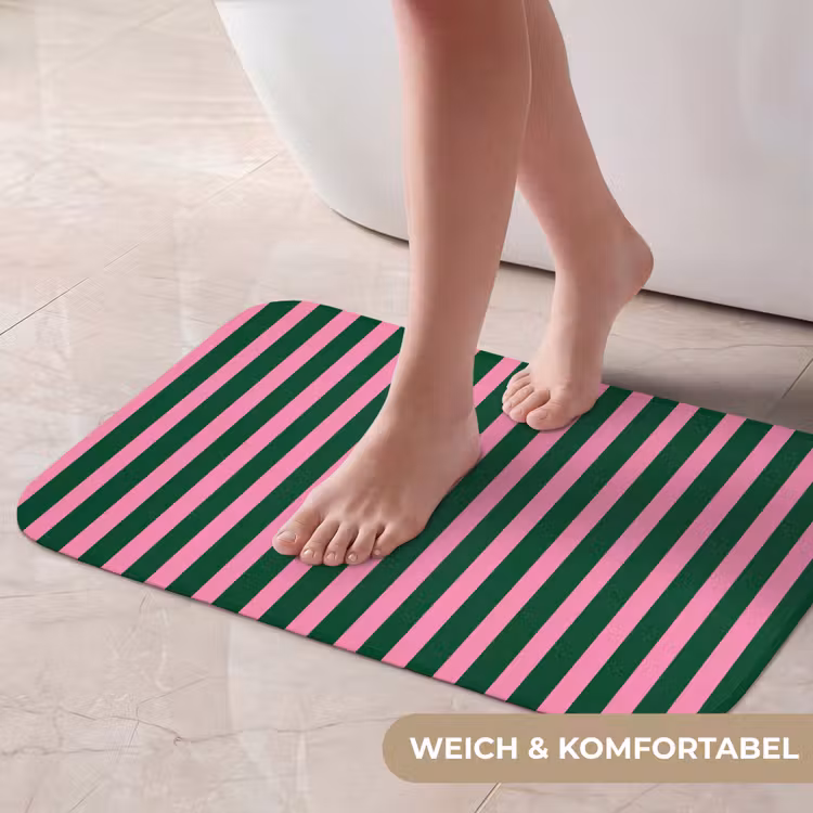 Badematte - Vertikale Streifen - Grün - Rosa — 5